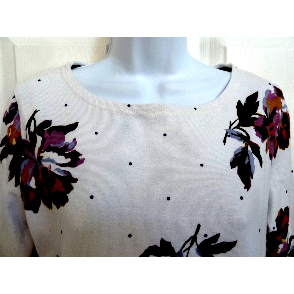 JOULES Sz 8, Med. Long Sleeve Harbour Print Floral Heavy Weight Pull-Over Top - Picture 2 of 6